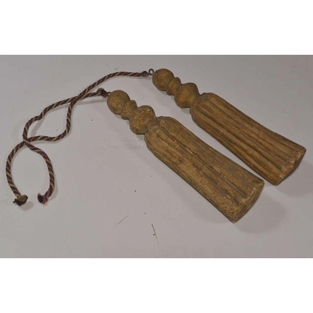 Antique papier mâché theatre tassels. Late 19th century Italy. Perfect as tie-backs for large, dramatic curtains.