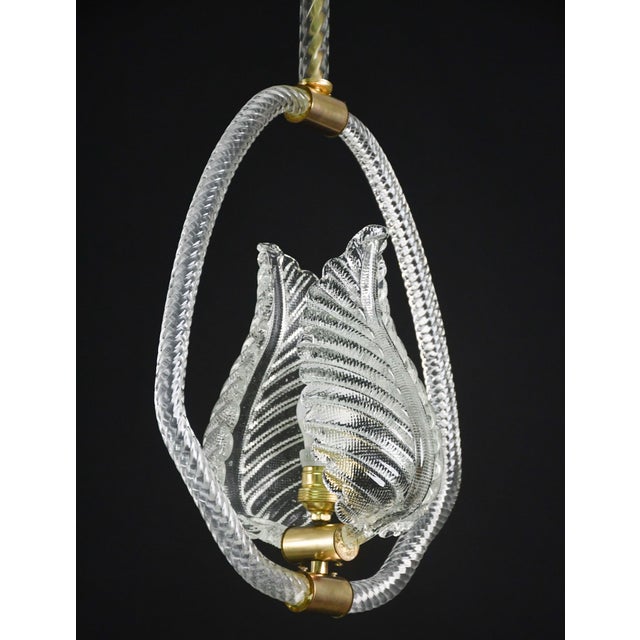 1950s 1940s Elgant Transparent Art Decò Barovier E Toso Pendant Light Murano Glass For Sale - Image 5 of 12