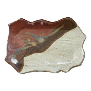 1990s Handmade Abstract Ceramic Spoon Rest — Signed Studio Pottery For Sale