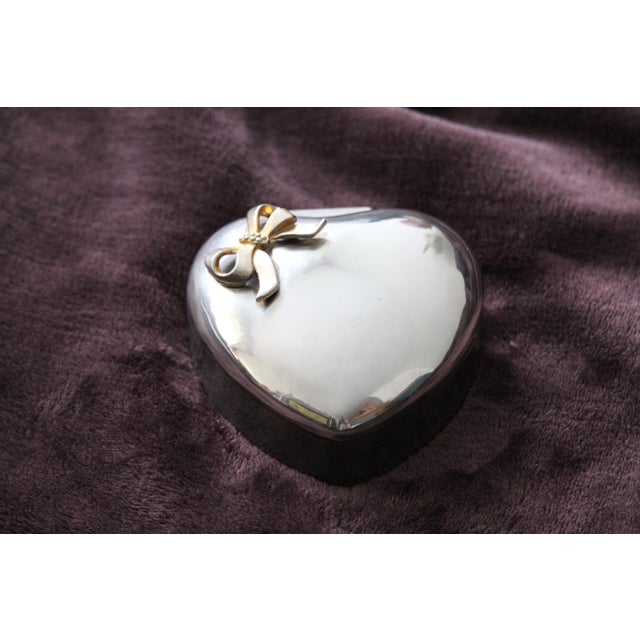Metal Heart-Shaped Silver Jewelry Box, 1970s For Sale - Image 7 of 18
