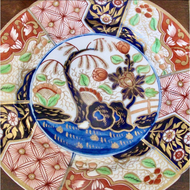 English Coalport Gilt Imari Porcelain Plates "Rock and Tree" or "Money Tree" Pattern - Set of Three For Sale - Image 10 of 15