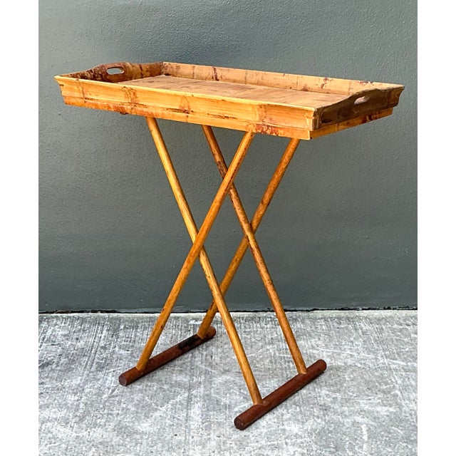 Vintage Split Bamboo Tray Table For Sale - Image 11 of 12