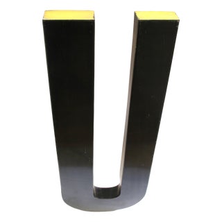 Large Vintage Industrial Lacquered Metal Letter U, 1960s For Sale