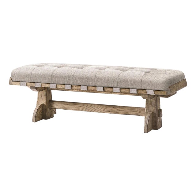 Rustic Trestle Style Solid Wood Bench For Sale