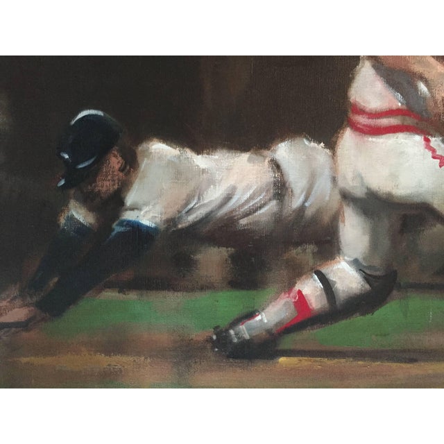 Realism John Dobbs, Play at The Plate, Sporting Scene, 1981 For Sale - Image 3 of 8