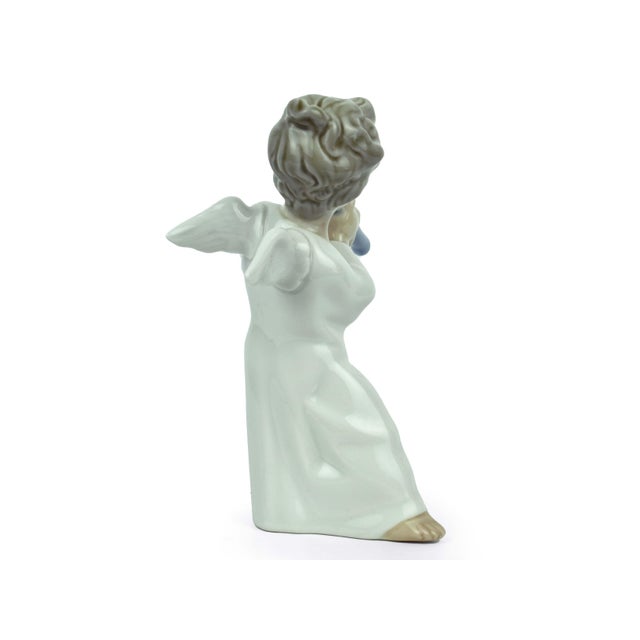 Lladro Late 20th Century Lladro Angel With Flute Glazed Porcelain Figurine – Signed & Dated For Sale - Image 4 of 7