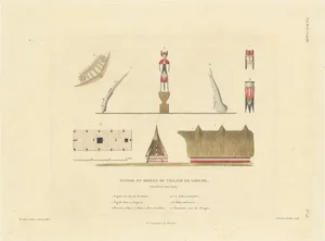 Duperrey, Pagoda and Idols from the Village of Likiliki, New Ireland, Print