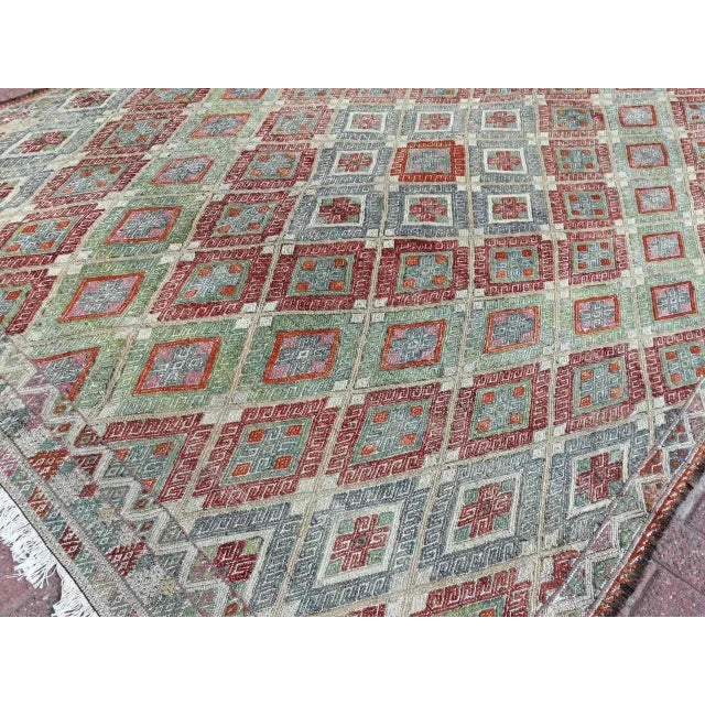 Ruby Red 1960s Scandinavian Decor Handmade Vintage Kilim Rug - 81"x112" For Sale - Image 8 of 9