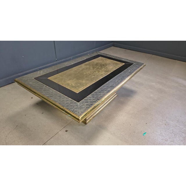 Etched Brass Coffee Table with Glass by Gony Nava, 1970s For Sale - Image 8 of 14