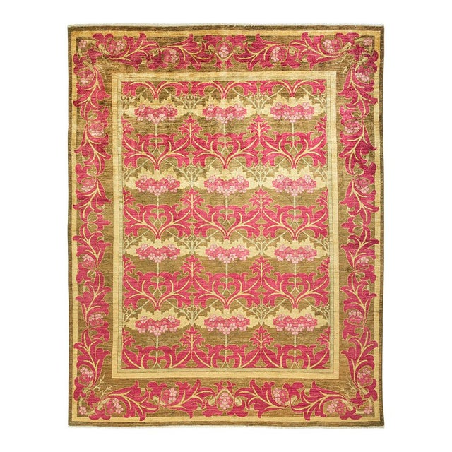 Arts & Crafts Collection Hand-Knotted Area Rug - Yellow 8' 0" x 10' 1" For Sale - Image 4 of 4