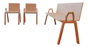 Modern Oak Bench & Chairs