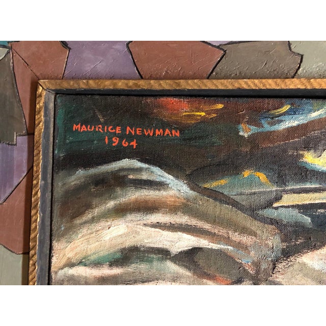 Maurice Newman, Holocaust Memorial Oil Painting Judaica Rabbi Composed of Figures Artists Frame, 1964 For Sale In Miami - Image 6 of 7