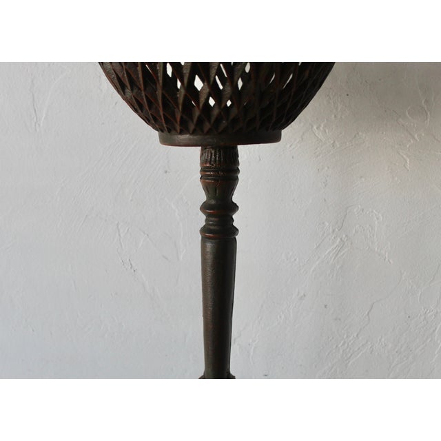 French Vintage French Style Cast Iron Basket Pedestal Plant Stand For Sale - Image 3 of 12
