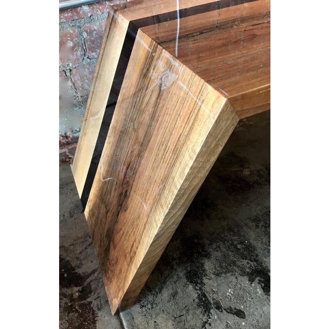 Contemporary Italian Minimalist Monolithic Oak Bench For Sale - Image 3 of 10