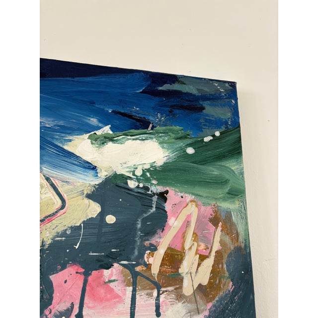 Textile Contemporary Abstract Acrylic, Ink & Textiles on Canvas "Soda" by Marcus Aitken For Sale - Image 7 of 8