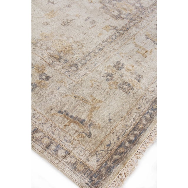 Textile Oushak Hand-Knotted Wool Ivory Rug - 12'x15' For Sale - Image 7 of 8