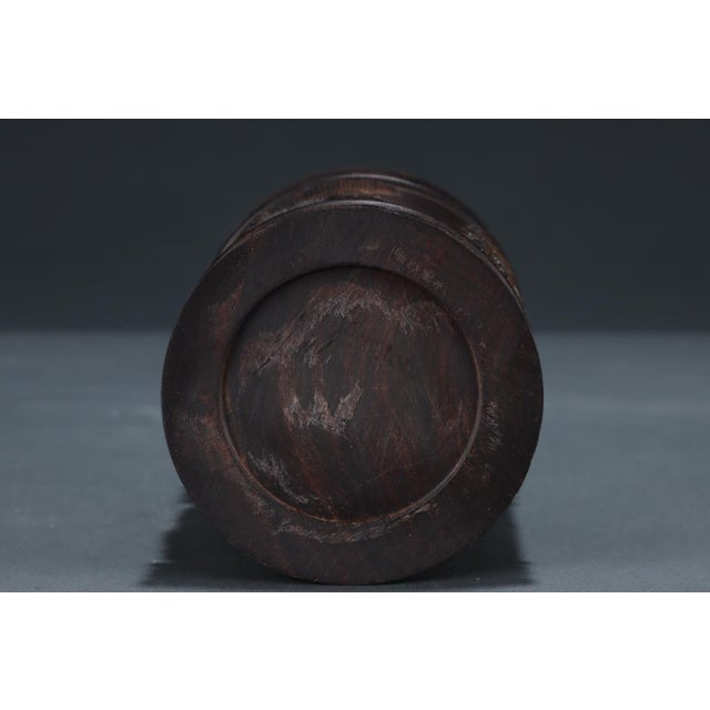 Art Deco Hand-Carved Agarwood Brush Pot With Mandarin Duck Water Motif For Sale - Image 3 of 8