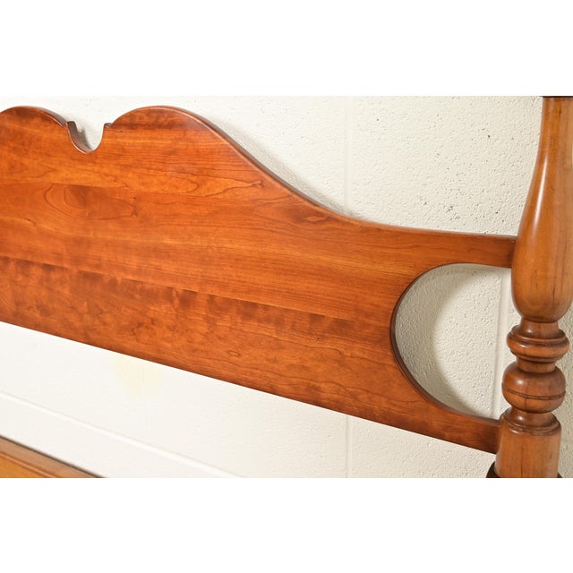 Brown Stickley American Colonial Carved Solid Cherry Wood Full Size Poster Bed, 1950s For Sale - Image 8 of 11