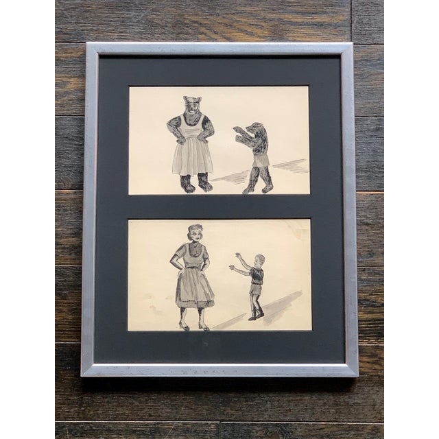 Bears and Humans - A Framed Series of Odd & Disturbing Pen & Ink Drawings - A Set of 10 For Sale - Image 9 of 12