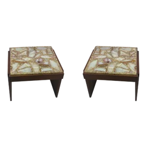 Mid Century Specimen Top Tables - A Pair