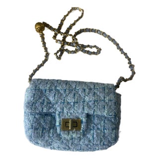 Tweed Mini Shoulder Bag With Chain For Sale