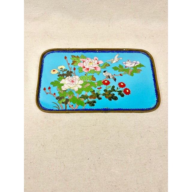 Blue Early 19th Century Large Cloisonné Tray For Sale - Image 8 of 10