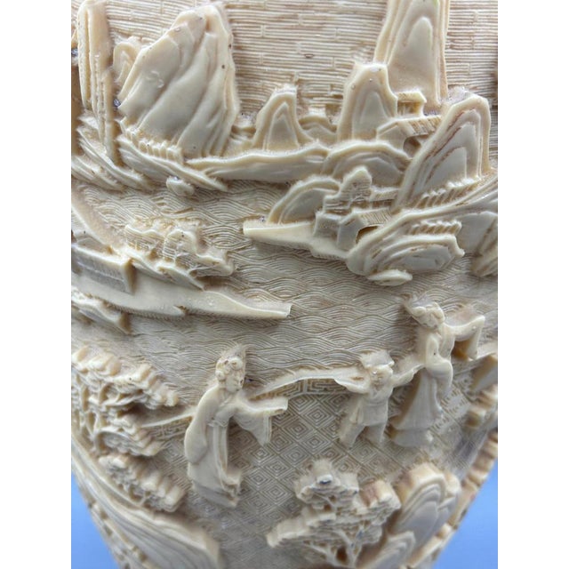 Plastic Large Chinese Carved Resin Vase, 1930s For Sale - Image 7 of 14