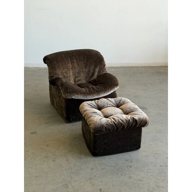 1980s Scoop Lounge Chair and Ottoman For Sale - Image 4 of 14
