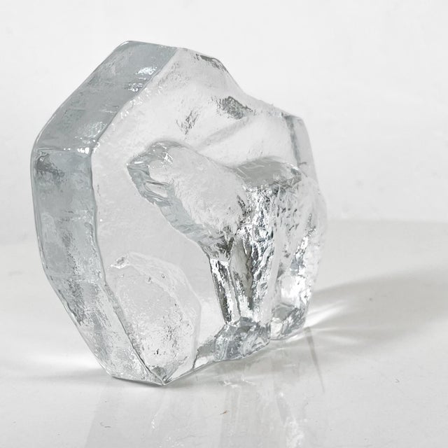 Late 20th Century Handmade Polar Bear Crystal Art Glass Paperweight Magnor of Norway For Sale - Image 5 of 12