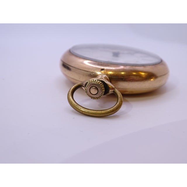 Glass Savonette Pocket Watch in 14k Gold, Porcelain and Crystal from American Waltham Watch Co., USA, 1900s For Sale - Image 7 of 18