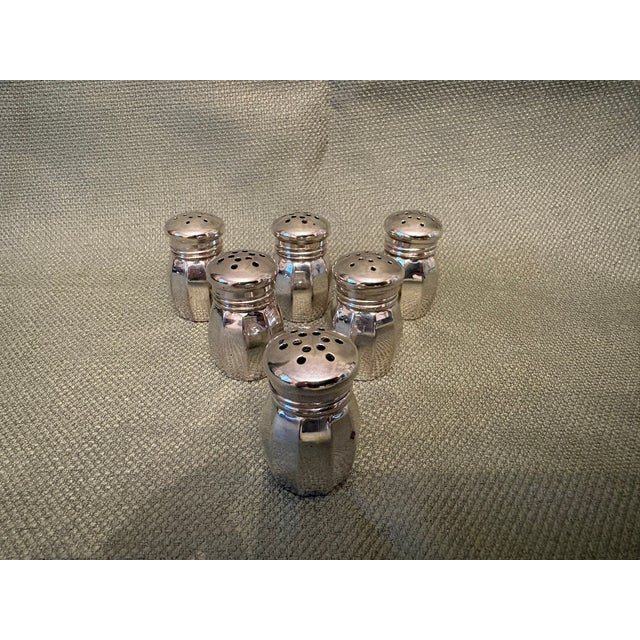 Set of Six Individual Sterling Silver Salt Shakers, 20th Century