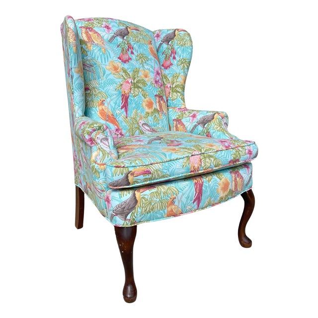 Upholstered Vintage Wingback Chair, Mid 20th Century For Sale