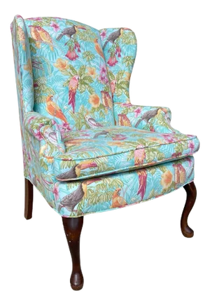 Upholstered Vintage Wingback Chair, Mid 20th Century