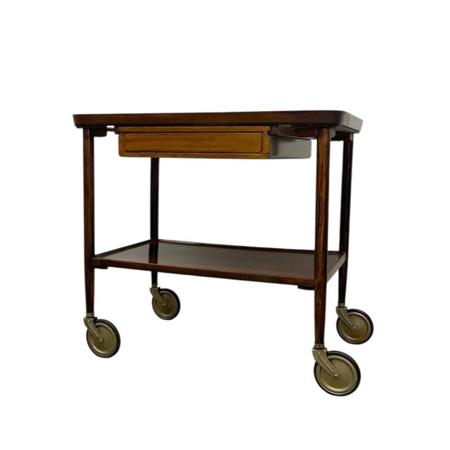 Vintage Mid-Century Modern Rolling Bar Cart With Drawer For Sale In Seattle - Image 6 of 10