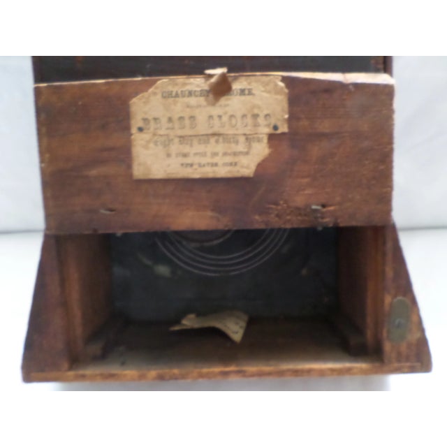 Wood Antique Chauncey Jerome Pewter Front Shelf Clock For Sale - Image 7 of 11