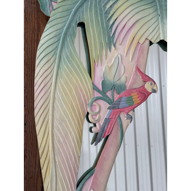 1980s Vintage Coastal Tropical Hand Carved Wood Full-Length Mirror For Sale - Image 5 of 12
