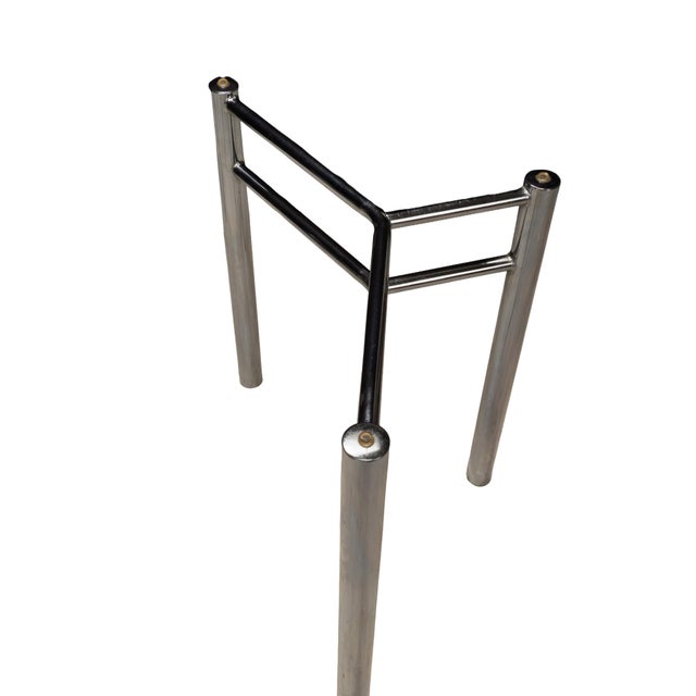 Chrome Modernist Chrome Glass Dining Table Bases, Set of 2 – Architectural 1970s Style For Sale - Image 8 of 16