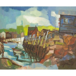 Maurice Freed, Modernist Landscape with Fishing Boat For Sale