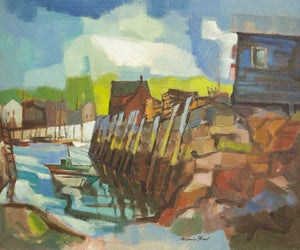 Maurice Freed, Modernist Landscape with Fishing Boat