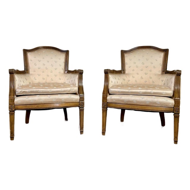 Vintage Mid-Century Directoire-Style Bergère Armchairs For Sale