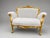 1980s French Louis XVI Gold Velvet Beech Settee For Sale - Image 6 of 16