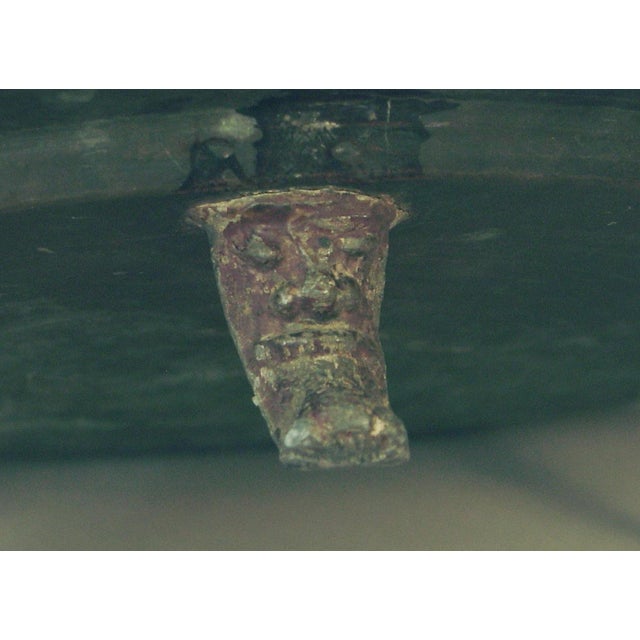 Metal Vintage 3 Legs Brass Syrian (Middle Eastern) Engraved Charger For Sale - Image 7 of 8