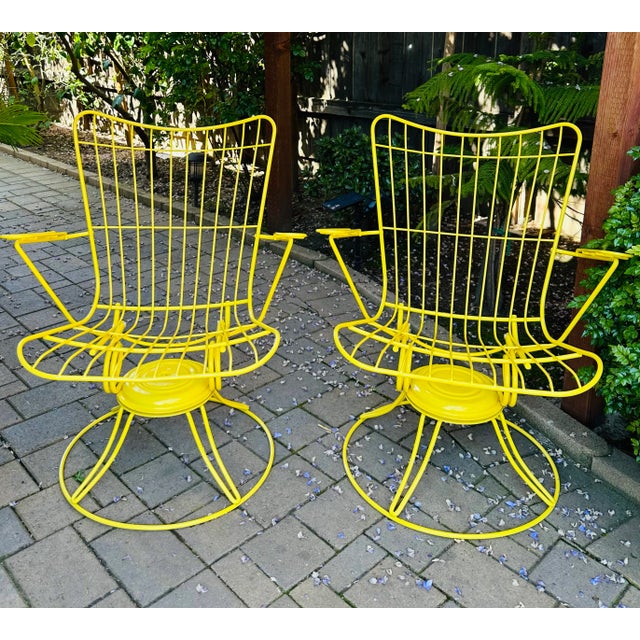 1960s MidCentury Metal Wire Chairs Attributed to Homecrest a Pair Chairish