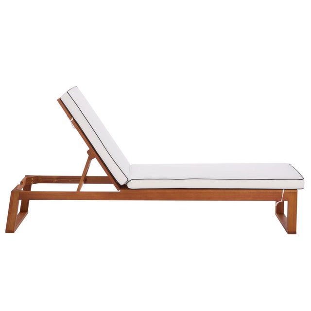 Sophie Chaise Lounge, Natural/Beige Cushion Black Piping For Sale - Image 10 of 11