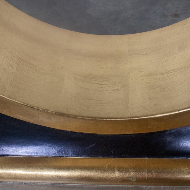 Glass Late 20th Century Art Deco Revival to Postmodern Sofa or Console Table Geometric Gold and Silver Leaf Base For Sale - Image 7 of 18