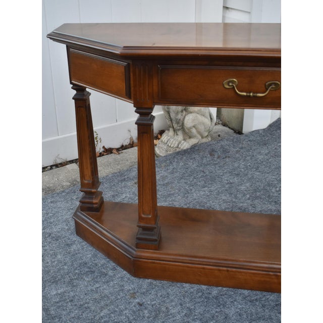 Vintage Ethan Allen Cherry Wood Console Table Entryway Sofa 1 Drawer For Sale - Image 9 of 17