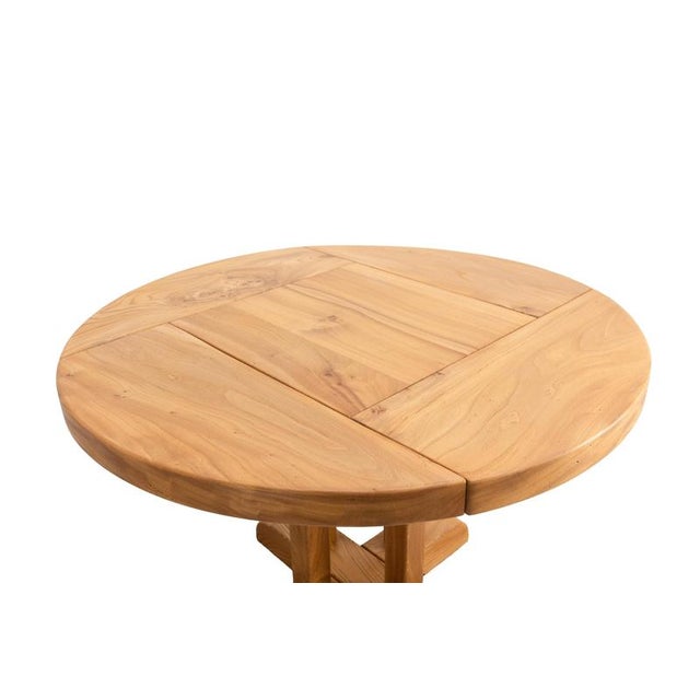 Wood Large French Round Elm Dining Table from Charlotte Perriand For Sale - Image 7 of 13