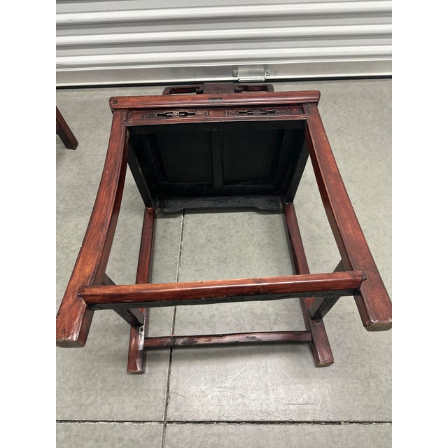 Wood 19th Century Antique Chinese Yoke Back Scholar's Side Chair Set For Sale - Image 7 of 11
