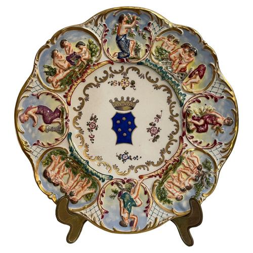 Late 19th Century Worked and Decorated Ceramic Plate from Capodimonte, 19th-20th Century For Sale - Image 5 of 5
