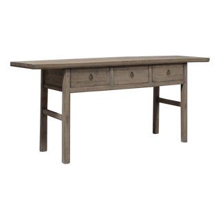Natural Elm 3-Drawer Console For Sale